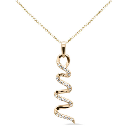 Muse Jewelry .13ct G SI 14K Yellow Gold Diamond Swirl Pendant Necklace 18" Long