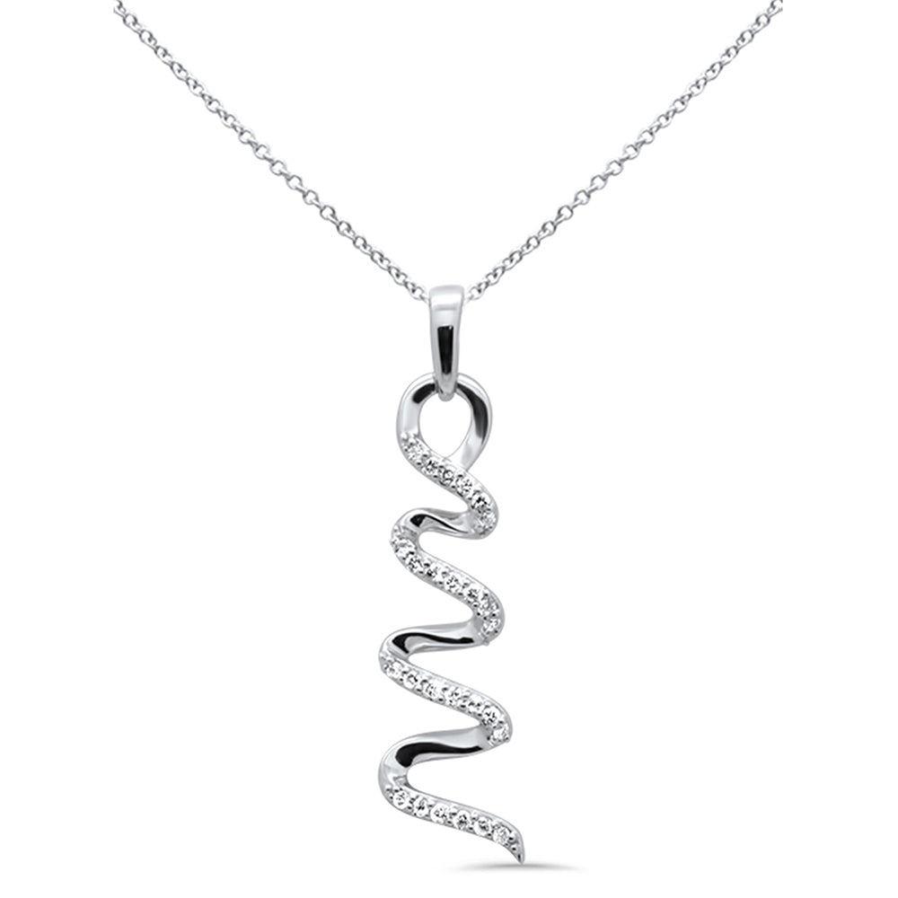 Muse Jewelry .13ct G SI 14K White Gold Diamond Swirl Pendant Necklace 18" Long