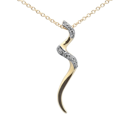 Muse Jewelry .05ct G SI 14K Yellow Gold Diamond Swirl Snake Pendant Necklace 18"