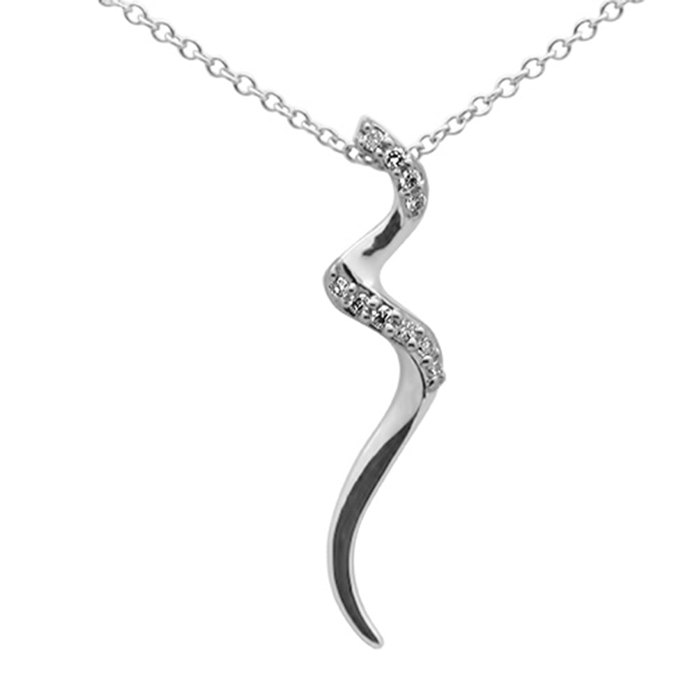 Muse Jewelry .05ct G SI 14K White Gold Diamond Swirl Snake Pendant Necklace 18"