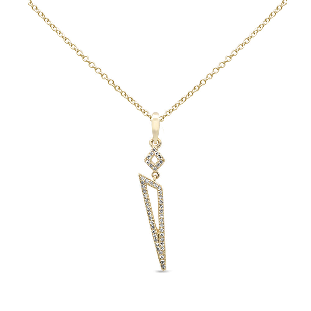 Muse Jewelry .14ct G SI 14K Yellow Gold Diamond Triangle Pendant Necklace 18" Long