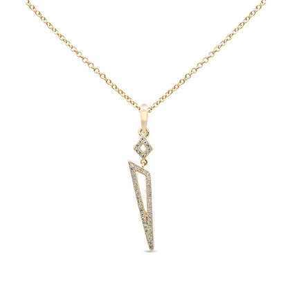 Muse Jewelry .14ct G SI 14K Yellow Gold Diamond Triangle Pendant Necklace 18" Long