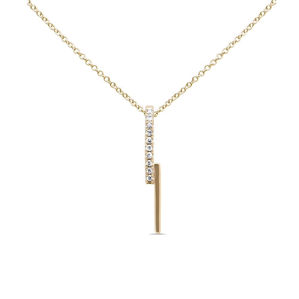 Muse Jewelry .06ct G SI 14K Yellow Gold Diamond Line Lightning Bolt Style Drop Pendant Necklace 18" Long