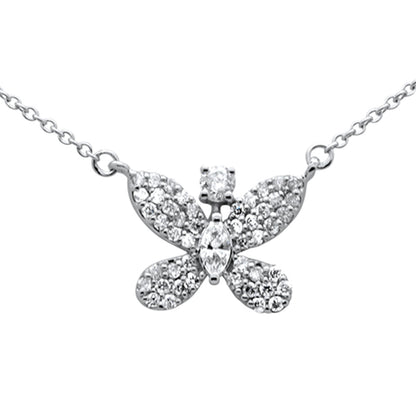 Muse Jewelry .37ct G SI 14K White Gold Diamond Butterfly Pendant Necklace 18" Long