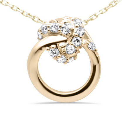 Muse Jewelry .21ct G SI 14K Yellow Gold Diamond Knot Style Necklace Pendant 18" Long Chain