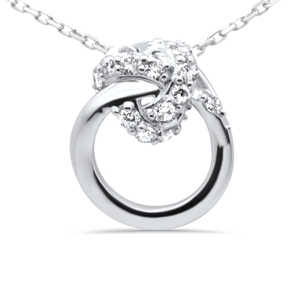 Muse Jewelry .22ct G SI 14K White Gold Diamond Knot Style Necklace Pendant 18" Long Chain