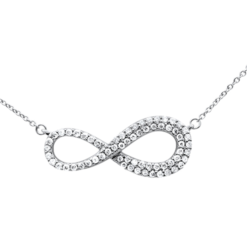 Muse Jewelry .33ct G SI 14K White Gold Diamond Infinity Style Pendant Necklace 18" Long