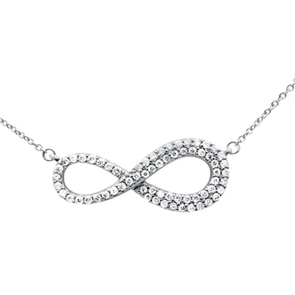 Muse Jewelry .33ct G SI 14K White Gold Diamond Infinity Style Pendant Necklace 18" Long