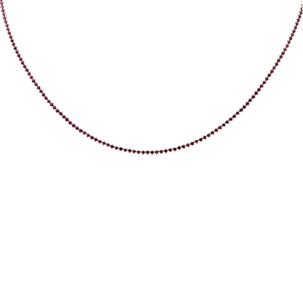 Muse Jewelry 3.23ct 14K Yellow Gold Ruby Gemstones Tennis Necklace 14"+2" Long Adjustable