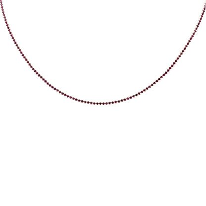 Muse Jewelry 3.23ct 14K Yellow Gold Ruby Gemstones Tennis Necklace 14"+2" Long Adjustable