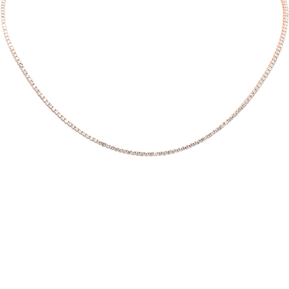 Muse Jewelry 3.10ct G SI 14K Rose Gold Adjustable Tennis Necklace 14"+2" Long