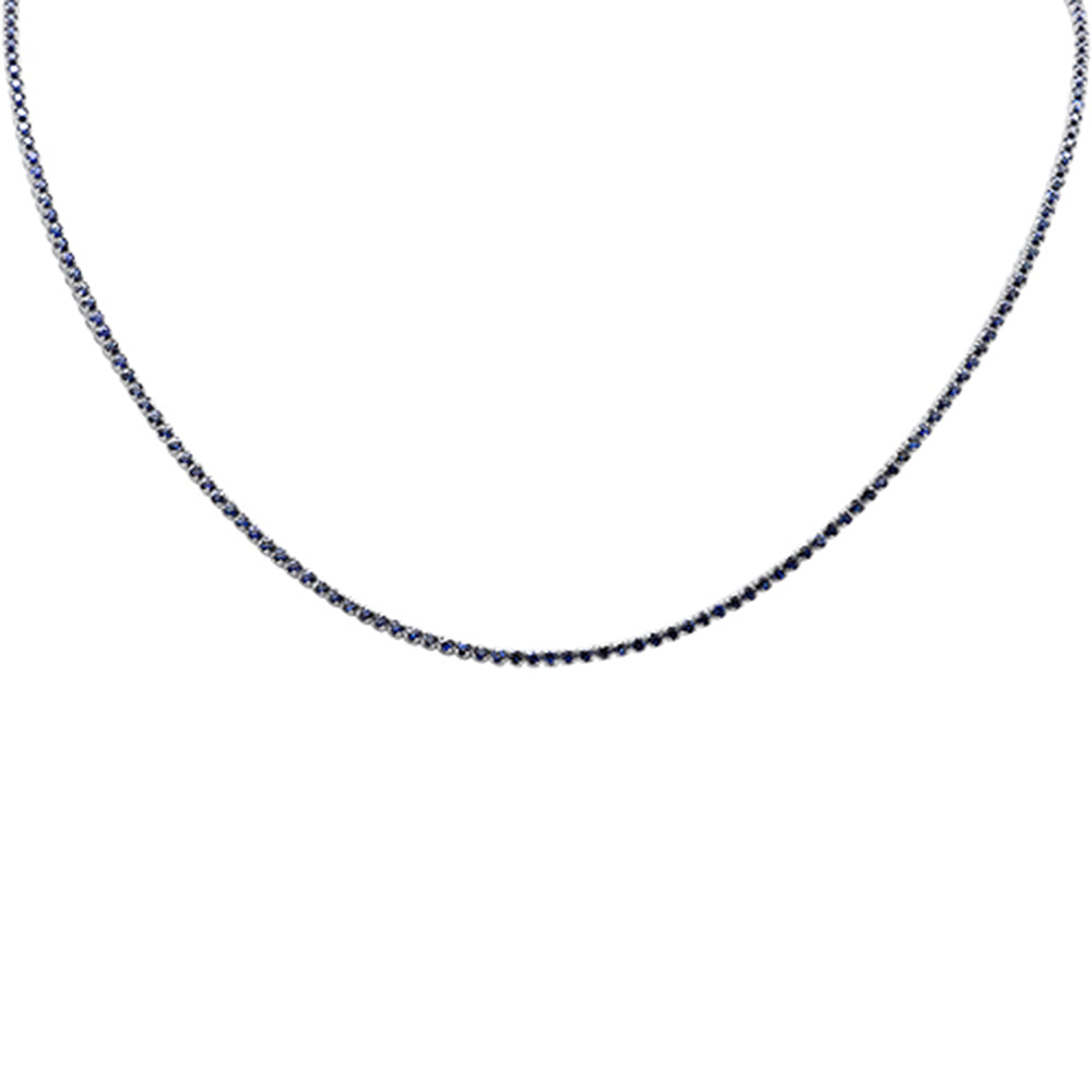 Muse Jewelry 4.10ct G SI 14K White Gold Blue Sapphire Gemstones Adjustable Tennis Necklace 16"+2" Long