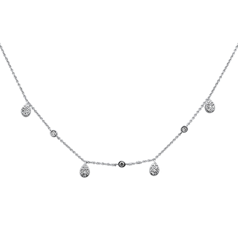 Muse Jewelry .26ct G SI 14K White Gold Diamond Pear Shaped Drop Pendant Necklace 16" + 2" Long