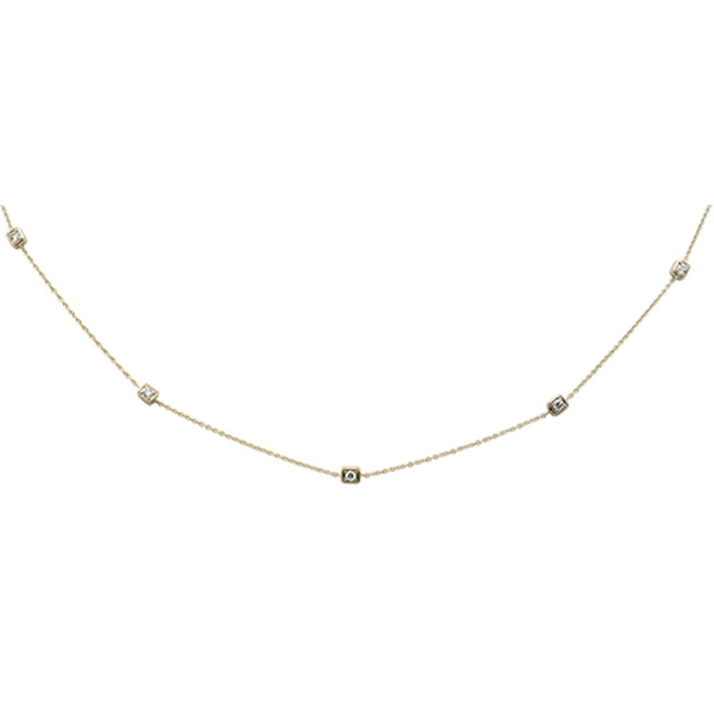 Muse Jewelry .23ct G SI 14K Yellow Gold Diamond Square Shaped Pendant Necklace 16" + 2" Long