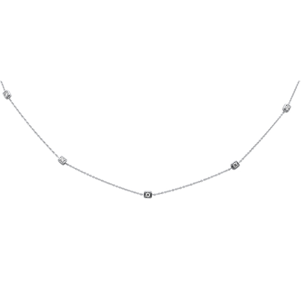 Muse Jewelry .23ct G SI 14K White Gold Diamond Square Shaped Pendant Necklace 16" + 2" Extension