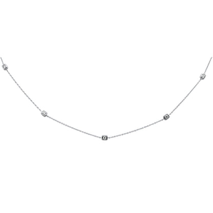 Muse Jewelry .23ct G SI 14K White Gold Diamond Square Shaped Pendant Necklace 16" + 2" Extension