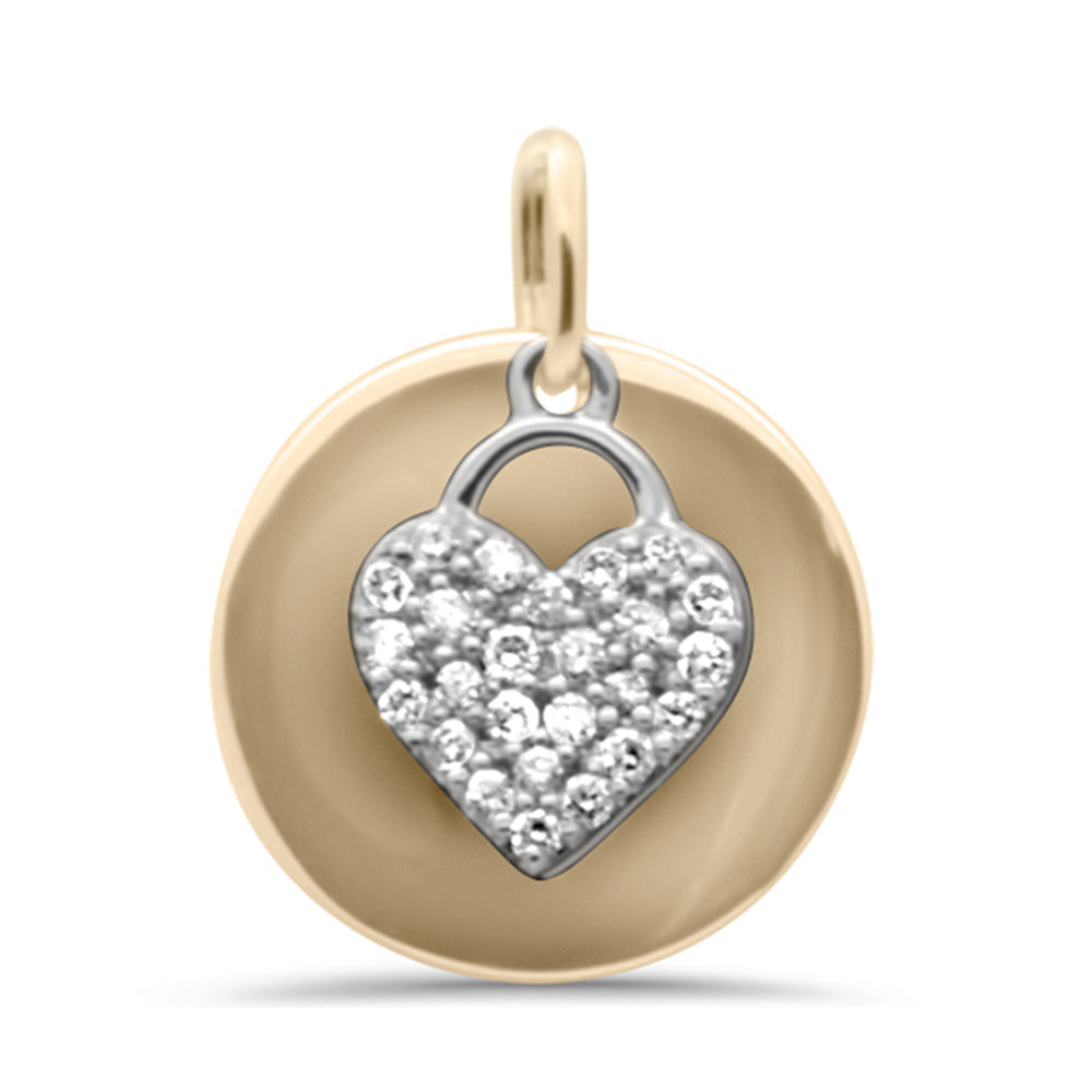 Muse Jewelry .21ct G SI 14K Two Tone Diamond Round & Heart Shaped Pendant Necklace 18" Long