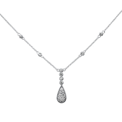 Muse Jewelry .43ct G SI 14K White Gold Diamond Pear & Round Shaped Drop Pendant Necklace 16" + 2" Long