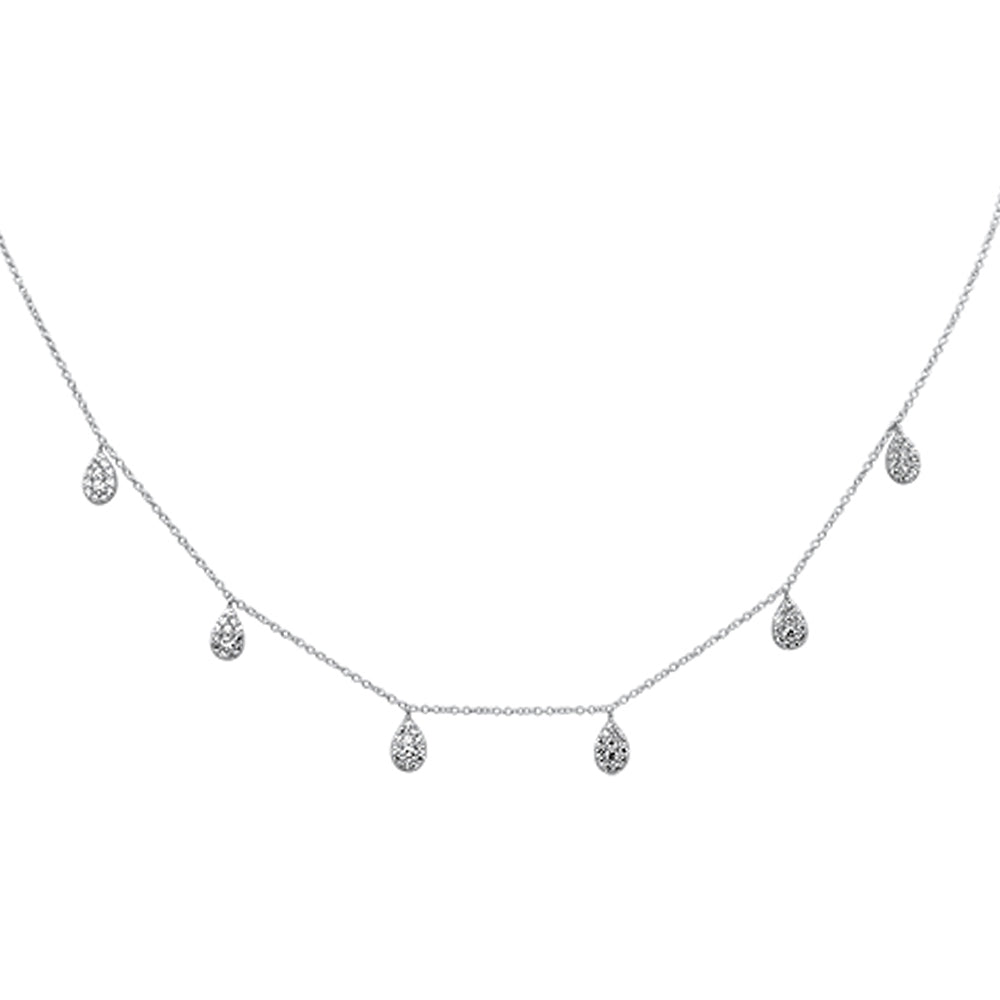 Muse Jewelry .52ct G SI 14K White Gold Diamond Pear Shaped Drop Pendant Necklace 16" + 2" Long