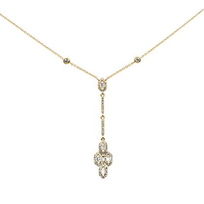 Muse Jewelry .33ct G SI 14K Yellow Gold Diamond Round & Baguette Drop Pendant Necklace 16" + 2" Long