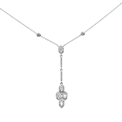 Muse Jewelry .34ct G SI 14K White Gold Diamond Round & Baguette Drop Pendant Necklace 16" + 2" Long