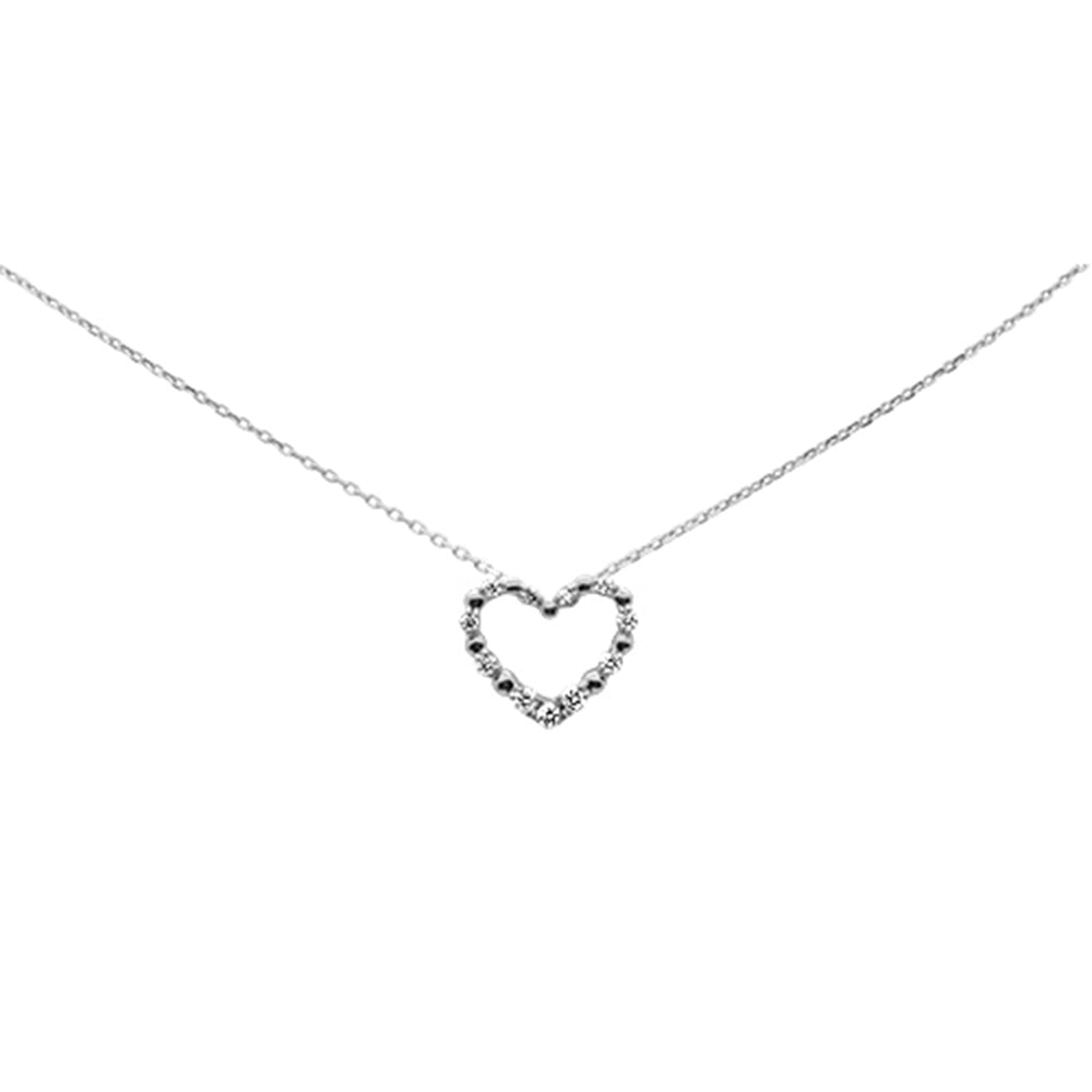 Muse Jewelry .22ct G SI 14K White Gold Diamond Heart Pendant Necklace 18" Long