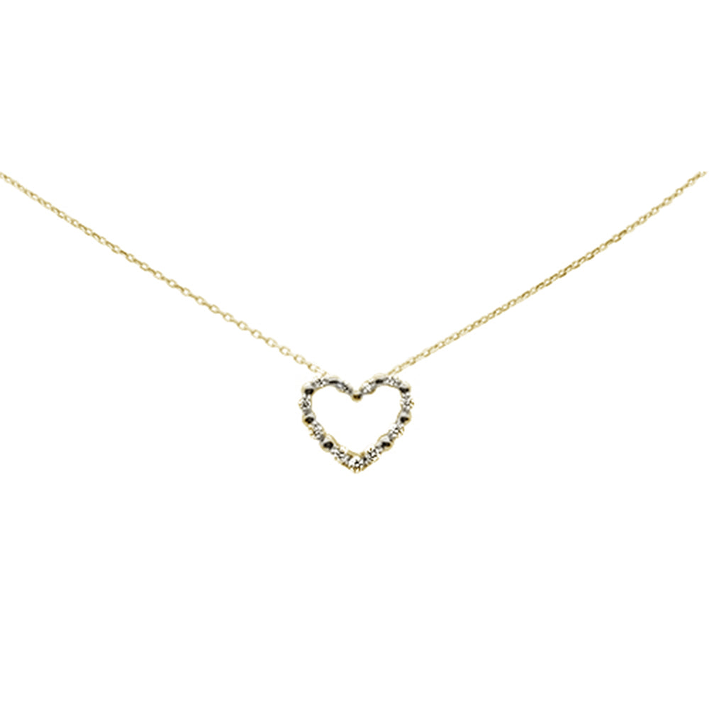 Muse Jewelry .21ct G SI 14K Yellow Gold Diamond Heart Pendant Necklace 18" Long