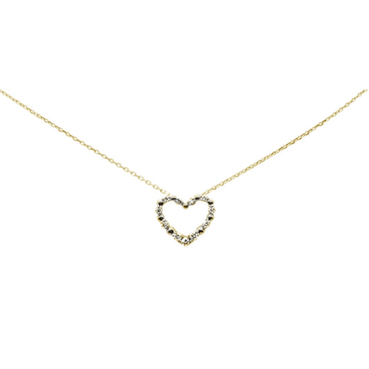 Muse Jewelry .21ct G SI 14K Yellow Gold Diamond Heart Pendant Necklace 18" Long