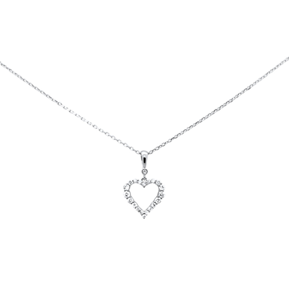 Muse Jewelry .26ct G SI 14K White Gold Diamond Heart Pendant Necklace 18" Long