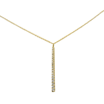 Muse Jewelry .25ct G SI 14K Yellow Gold Diamond Line Drop Pendant Necklace 16" + 2" Long