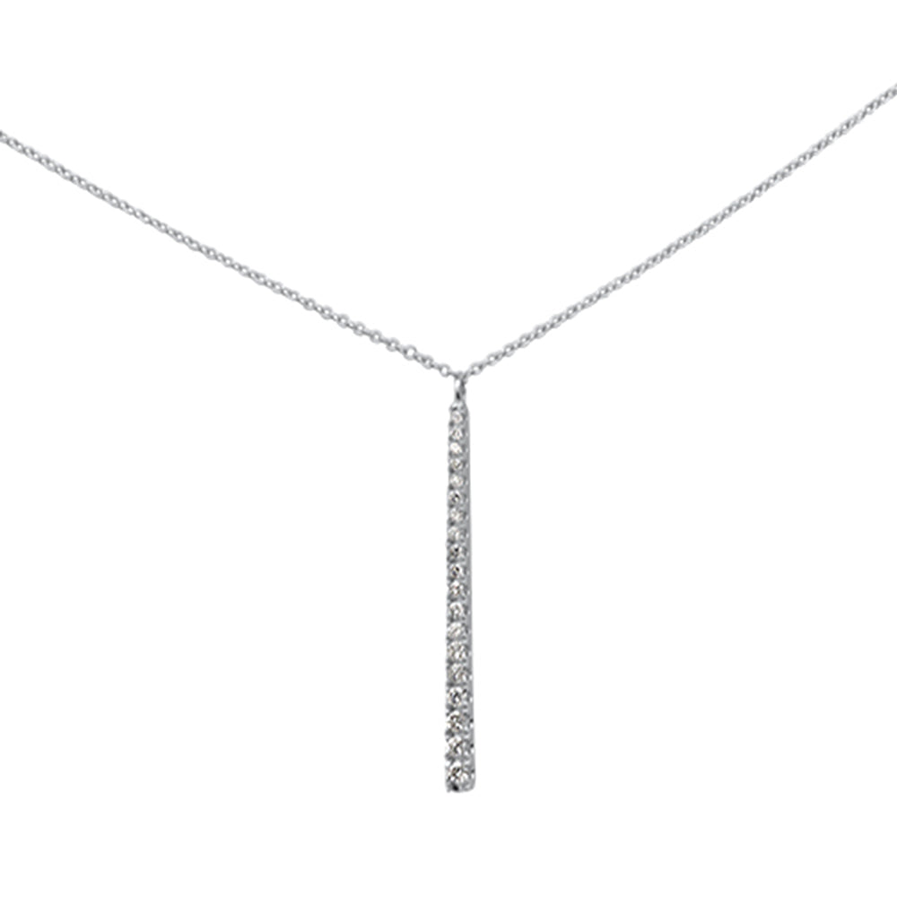 Muse Jewelry .25ct G SI 14K White Gold Diamond Line Drop Pendant Necklace 16" Long