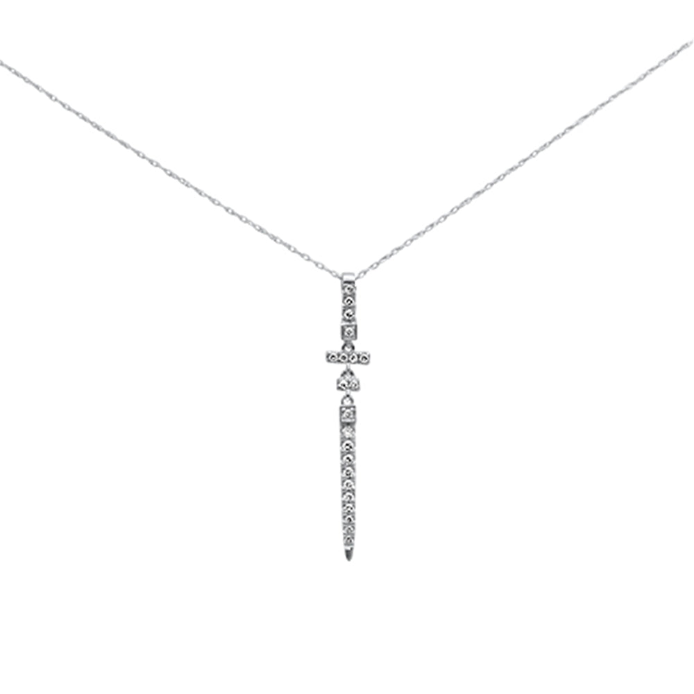 Muse Jewelry .23ct G SI 14K White Gold Diamond Drop Pendant Necklace 18" Long