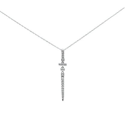 Muse Jewelry .23ct G SI 14K White Gold Diamond Drop Pendant Necklace 18" Long