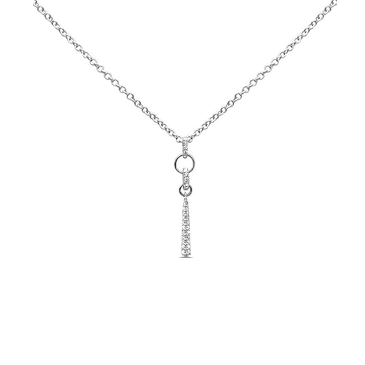 Muse Jewelry .21ct G SI 14K White Gold Diamond Drop Pendant Necklace 18" Long