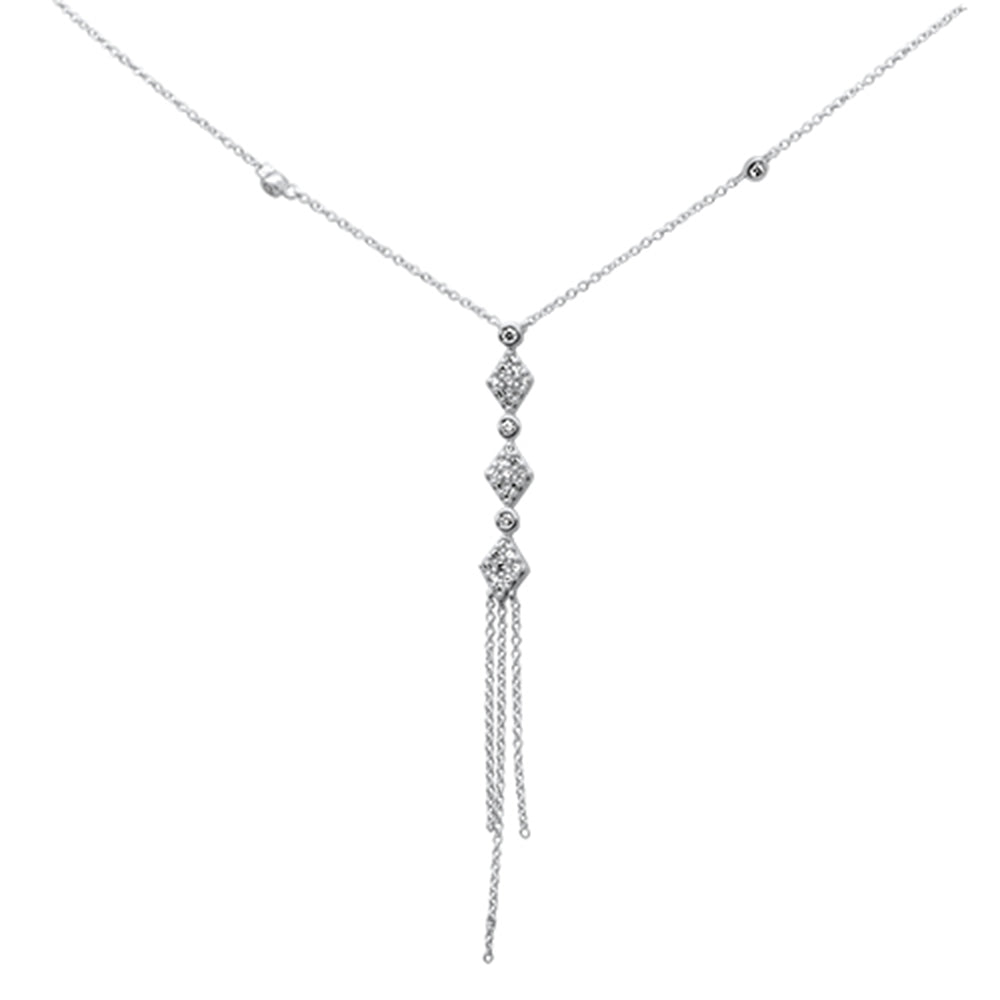 Muse Jewelry .28ct G SI 14K White Gold Diamond Drop Pendant Necklace 16" + 2" Long