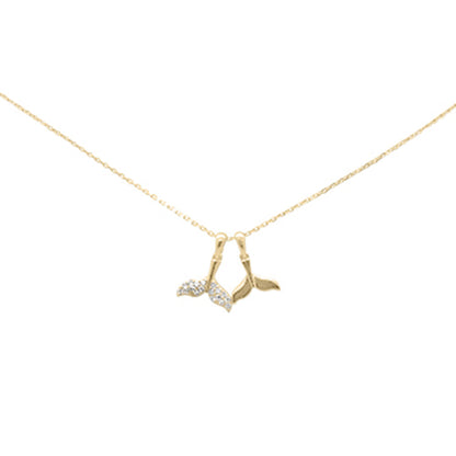 Muse Jewelry .15ct G SI 14K Yellow Gold Diamond Whale Tail Pendant Necklace 18" Long