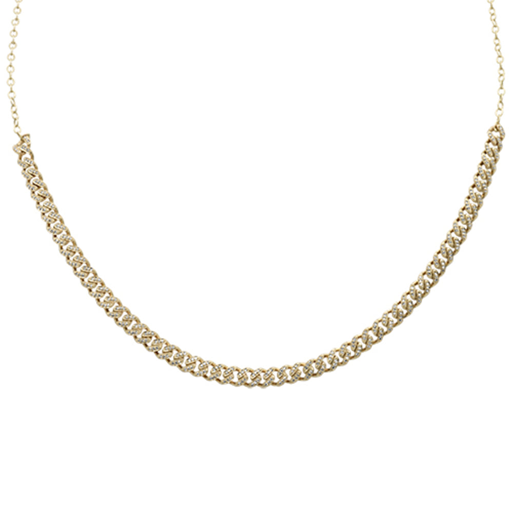 Muse Jewelry .60ct G SI 14K Yellow Gold Diamond Cuban Chain with Extension Necklace 8" + 8" Extension