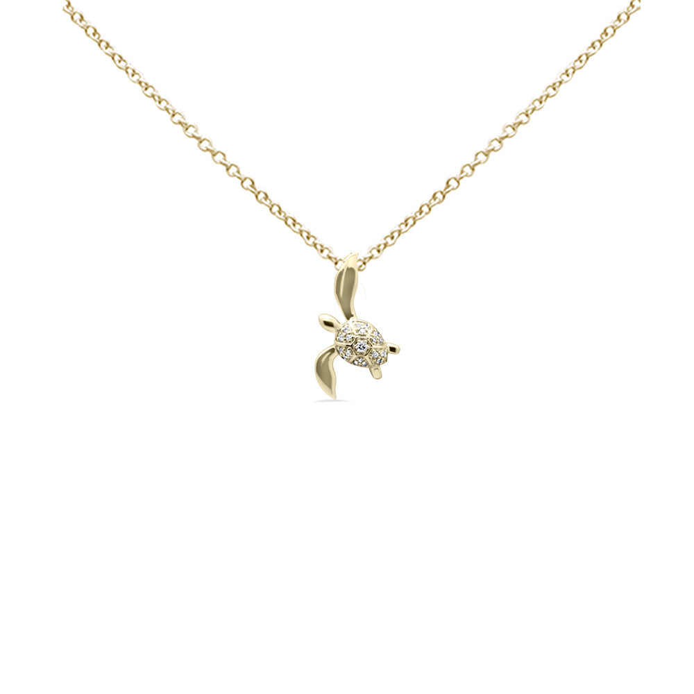 Muse Jewelry .11ct G SI 14K Yellow Gold Diamond Turtle Pendant Necklace Necklace 18" Long