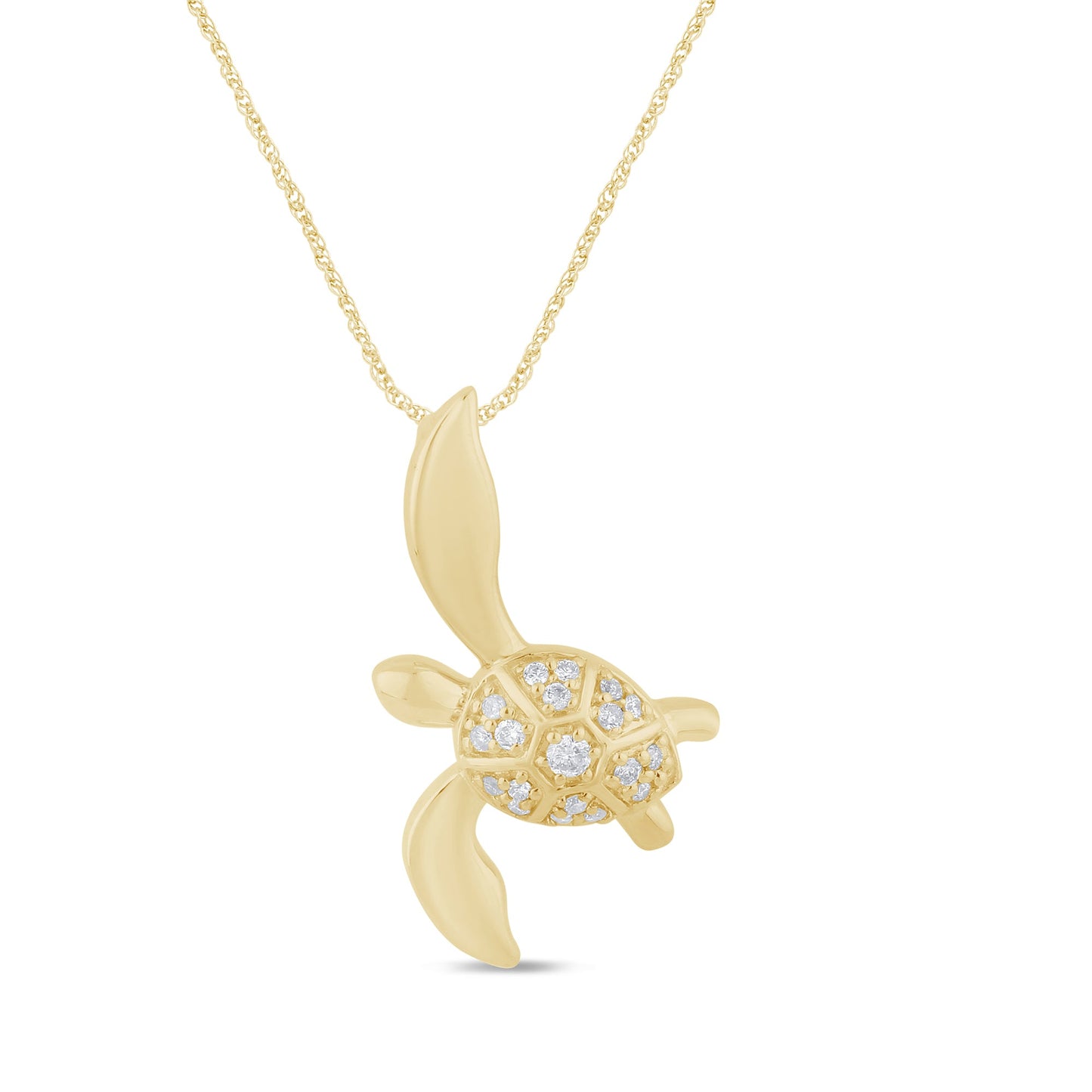 Muse Jewelry .11ct G SI 14K Yellow Gold Diamond Turtle Pendant Necklace Necklace 18" Long