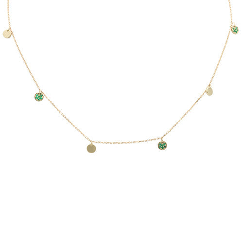 Muse Jewelry .13ct G SI 14K Yellow Gold Emerald Gemstone Pendant Necklace 16+2"Ext Chain