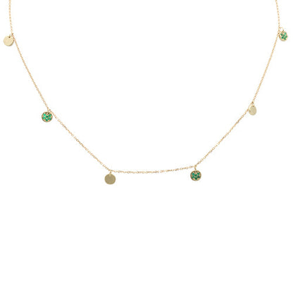 Muse Jewelry .13ct G SI 14K Yellow Gold Emerald Gemstone Pendant Necklace 16+2"Ext Chain