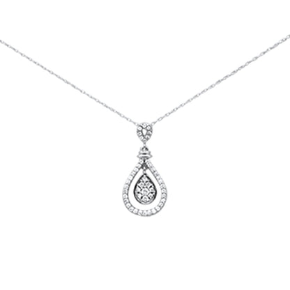 Muse Jewelry .26ct G SI 14K White Gold Diamond Pear Shaped Pendant Necklace 18" Long Chain