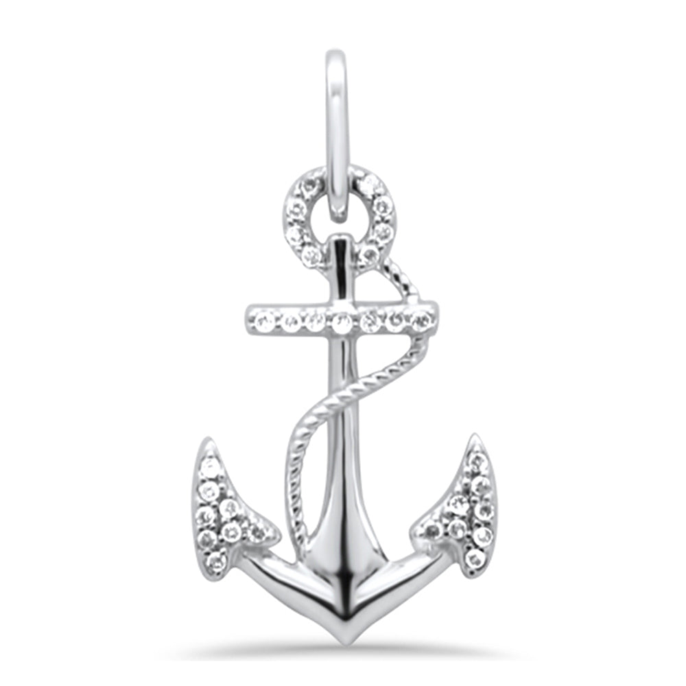 Muse Jewelry .16ct G SI 14K White Gold Diamond Anchor Pendant Necklace No Chain