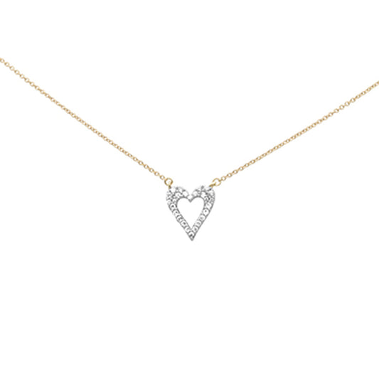 Muse Jewelry .25ct G SI 14K Yellow Gold Diamond Heart Shaped Pendant Necklace 18" Long Chain