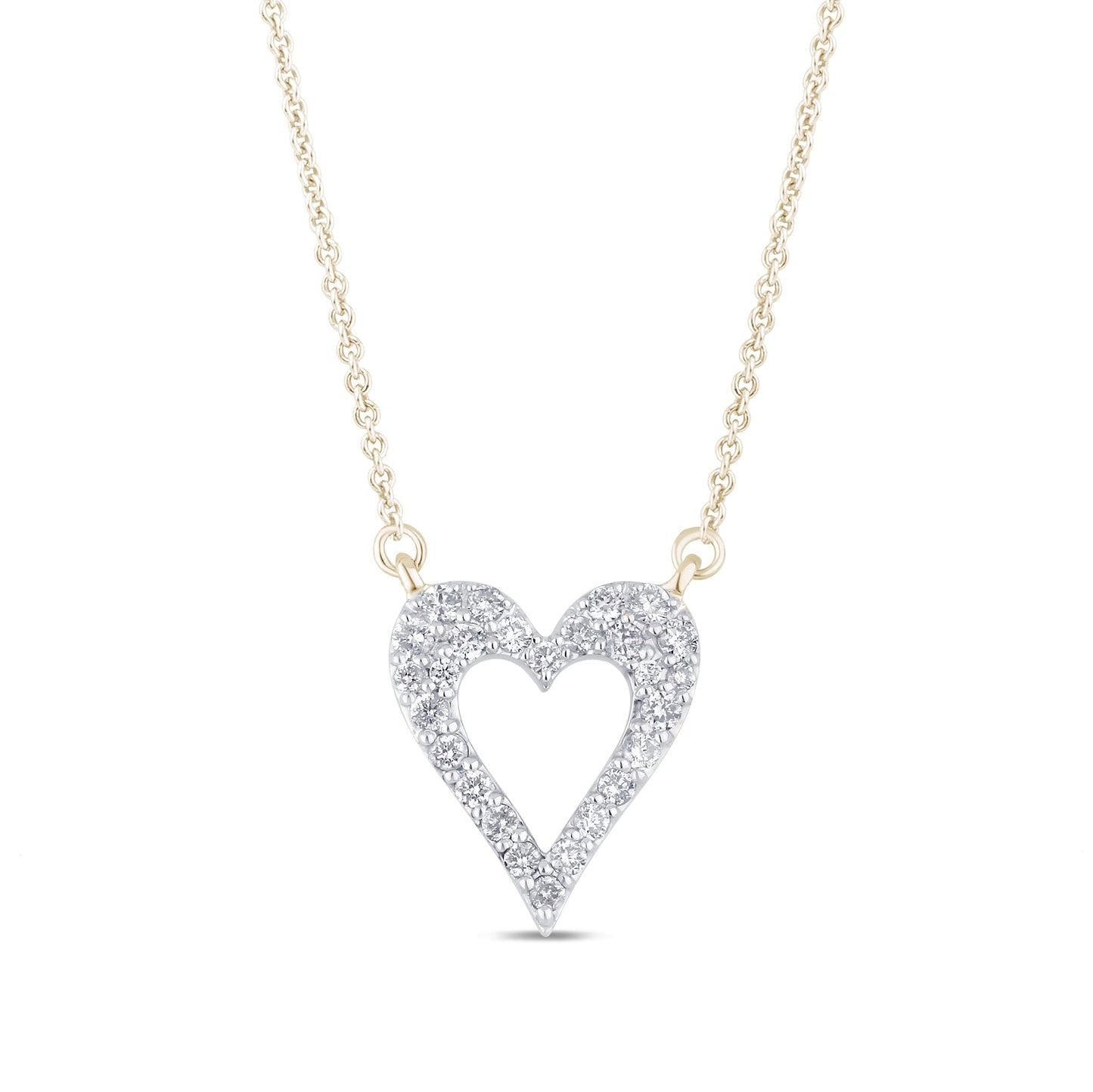 Muse Jewelry .25ct G SI 14K Yellow Gold Diamond Heart Shaped Pendant Necklace 18" Long Chain