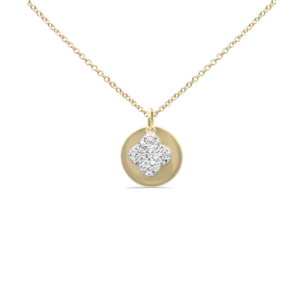 Muse Jewelry .29ct G SI 14K Yellow Gold Diamond Round Shaped with Flower Pendant Necklace 18" Long