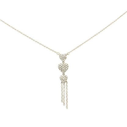 Muse Jewelry .34ct G SI 14K Yellow Gold Diamond 3 Hearts Drop Pendant Necklace 16" Long Chain