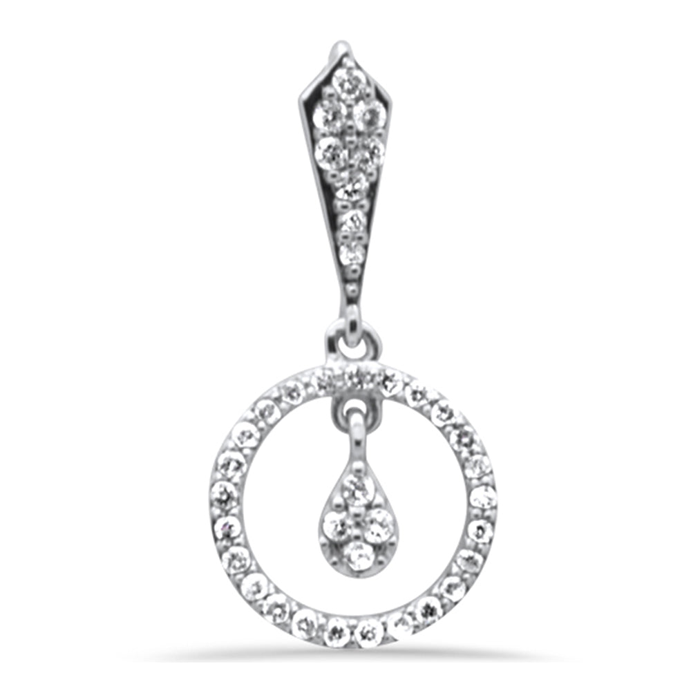 Muse Jewelry .22ct G SI 14K White Gold Diamond Round Drop Pendant Necklace 18" Long