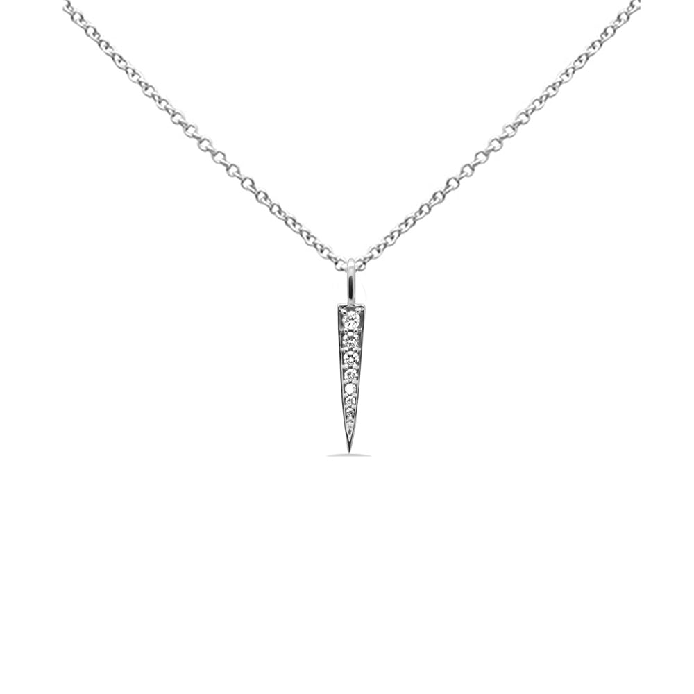 Muse Jewelry .11ct G SI 14K White Gold Diamond Bar Drop Pendant Necklace 18" Long