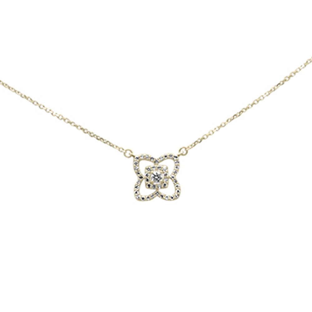 Muse Jewelry .26ct G SI 14K Yellow Gold Diamond Flower Pendant Necklace 16+2"Ext Chain